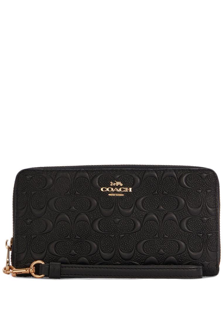 COACH F53834 Long Zip Around Wallet Signature Leather Black Women's Wallet NWT