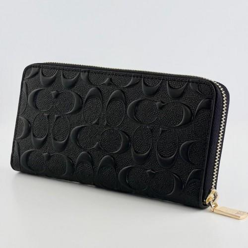 COACH F53834 Long Zip Around Wallet Signature Leather Black Women's Wallet NWT