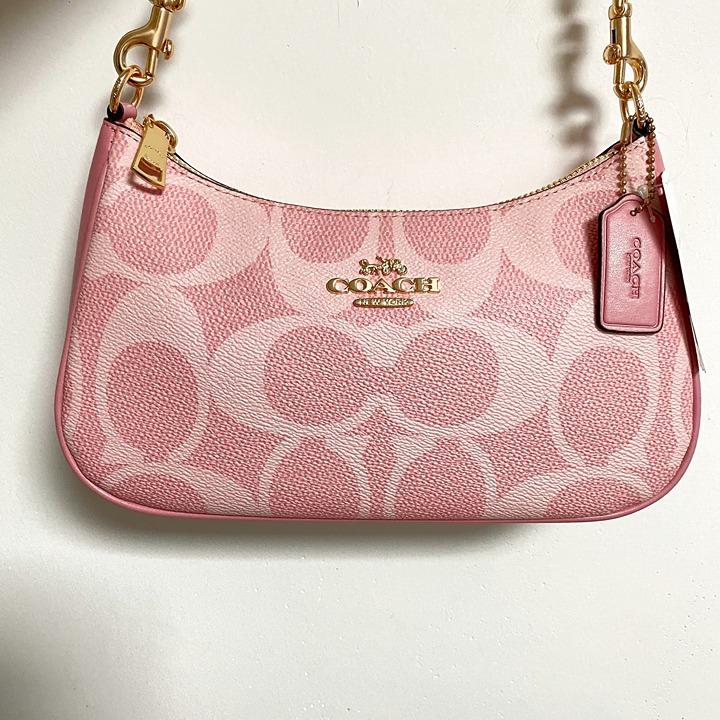 Teri Shoulder Bag In Signature Canvas, GOLD POWDER PINK