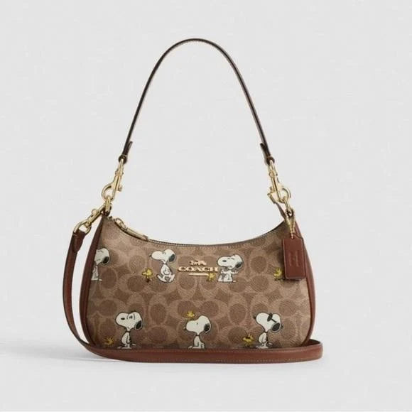 COACH x Peanuts Teri Shoulder Bag Signature Canvas with Snoopy Print