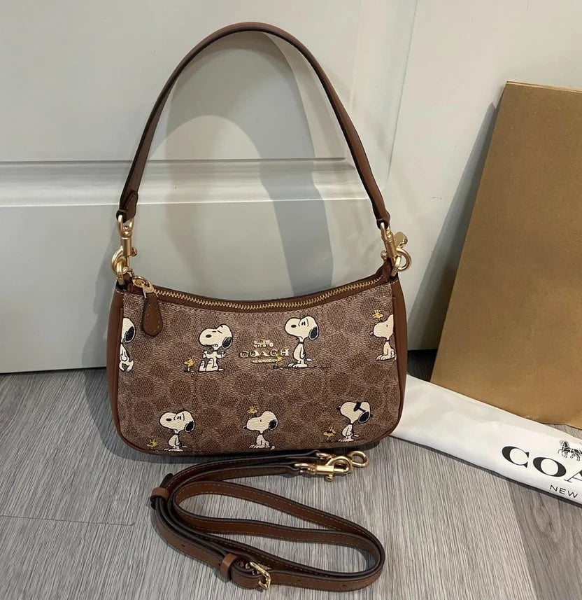 COACH x Peanuts Teri Shoulder Bag Signature Canvas with Snoopy Print