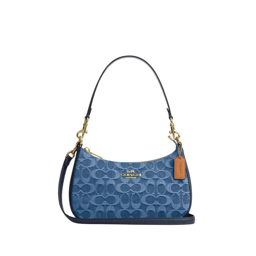COACH Teri Shoulder Bag in Signature Denim Natural CAF82 NWT