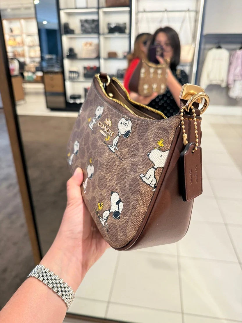 COACH x Peanuts Teri Shoulder Bag Signature Canvas with Snoopy Print