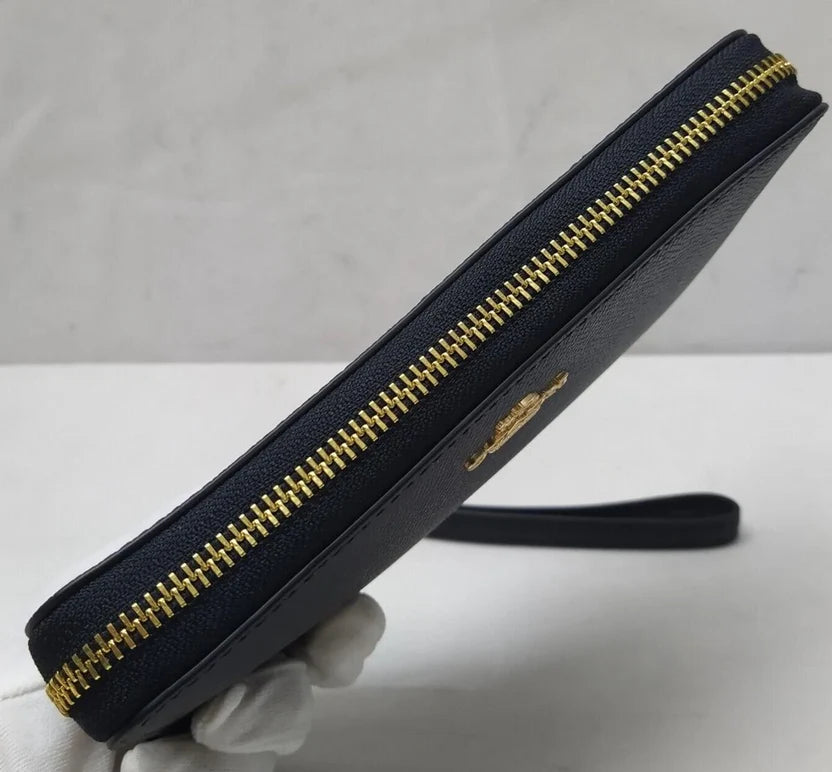 COACH F53834 Long Zip Around Wallet Signature Leather Black Women's Wallet NWT