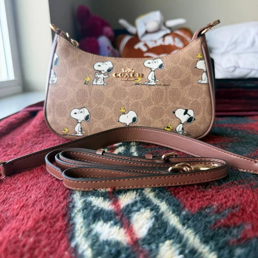 COACH x Peanuts Teri Shoulder Bag Signature Canvas with Snoopy Print